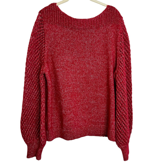 Tommy Bahama Shimmer Balloon Sleeve Sweater XL Tango Red Wool Blend Boatneck NEW - Picture 1 of 7